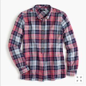 J.Crew Classic Popover Shirt in Smoky Coral Plaid